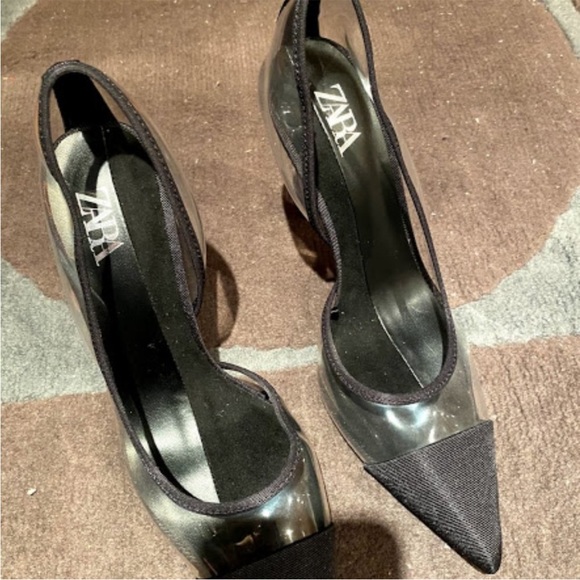 Zara | Clear and Black stilettos - Picture 2 of 4